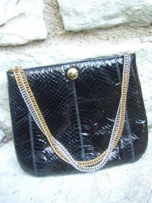 美国代购古着复古古董蛇皮单肩包