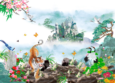 唯美山水画风景画山水海报现代装饰画墙画客厅走廊挂画贴画J681B