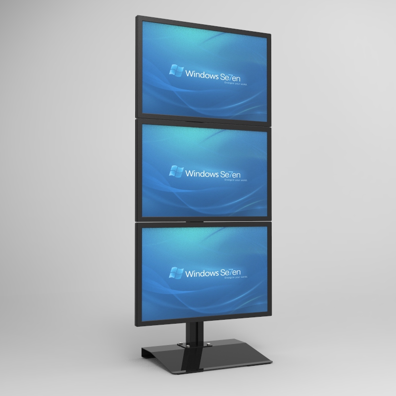 东际上下三屏显示器支架 加大加厚底座挂架桌面桌夹穿孔 S036