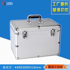 大号铝合金工具箱手提维修箱子家用多功能仪器设备展示箱带隔板