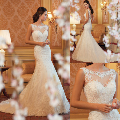Lace Mermaid Bridal Gown Wedding Dress White Custom XXXXL