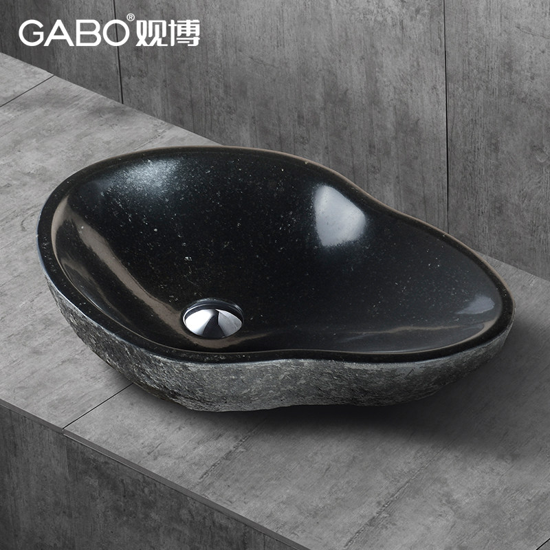 QC观博大理石台上艺术盆小户型卫生间台盆面盆创意石头盆10507