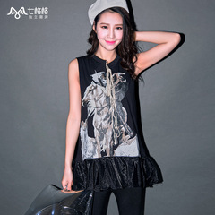 Summer of seven space space OTHERMIX2015 new flounce hem, sleeveless t shirt women