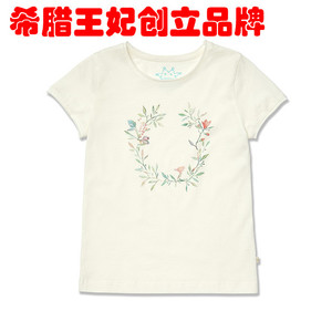 Marie Chantal 女童 春夏 纯棉 白色 圆领 花卉 半袖 t恤