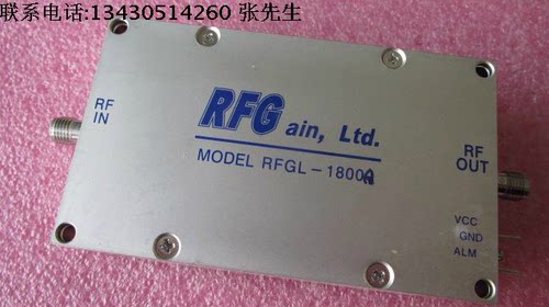 全新库存 进口700-2000MHz36dB23dBm SMA母 低噪声高频微波功率放大器 射频功放 小信号放大器最大输入功率 -20dBm 型号：RFGL-1800A 工作频率：700-2000MHz 输出功率:> 23dBm 增益:> 36dB 工作电压：+12-15V /27mA