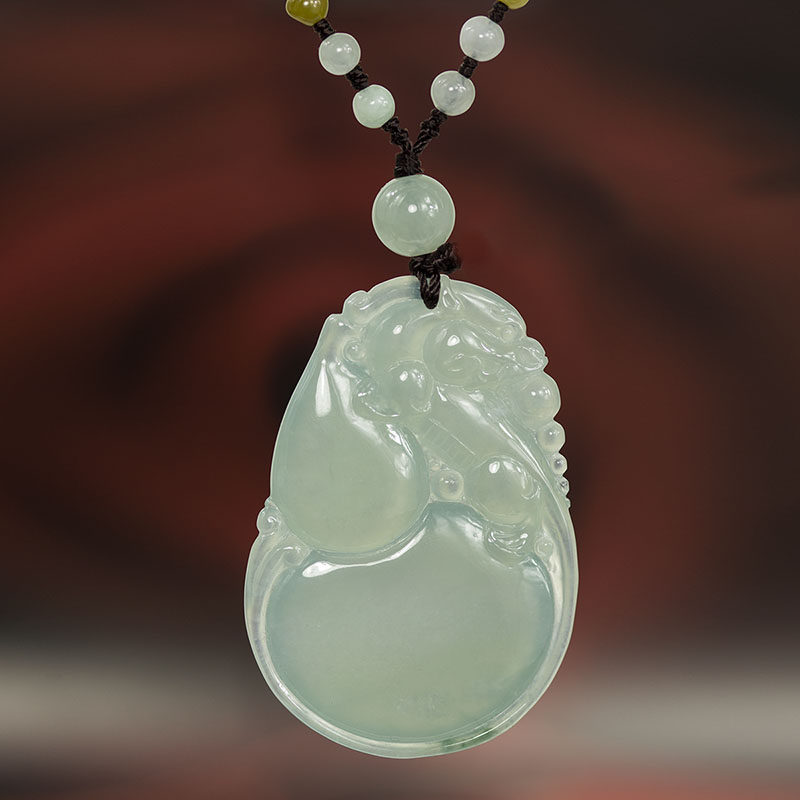 钰达翡翠葫芦貔貅项坠玉貔貅葫芦吊坠鉴定书玉葫芦吊坠冰种 bsm