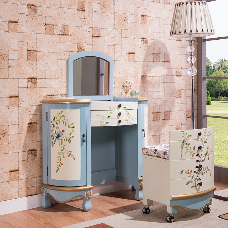 歐式彩繪梳妝台 中小戶型臥室化妝台梳妝鏡 閨房複古儲物櫃珠寶櫃在類目 住宅傢俱, 成套傢俱, 臥室成套傢俱, 梳妝檯+梳妝凳中 - 來自Buy2taobao.com提供專業的淘寶代購服務