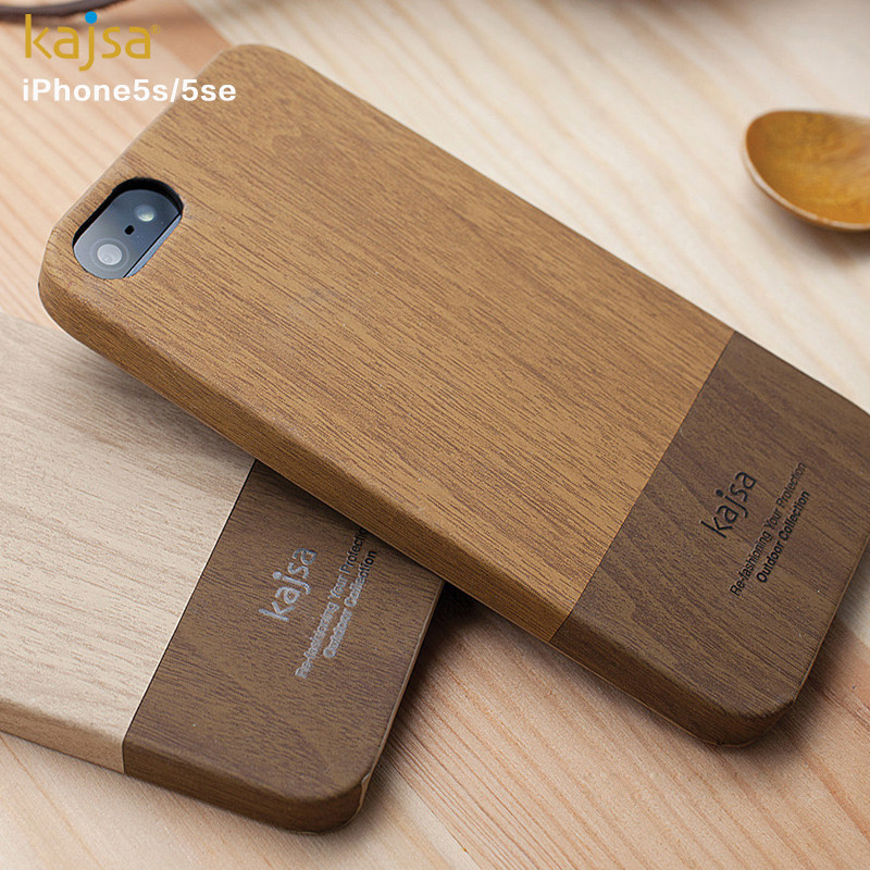 kajsa Outdoor Collection Wood Pattern PU Leather Hard Case Cover