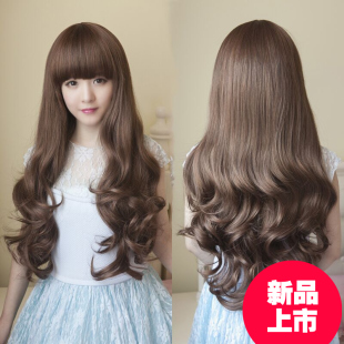 2019新款长卷假发女长卷发韩国逼真蓬松梨花头大波浪可齐可斜刘海