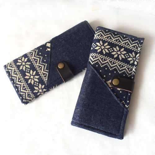 原创拼接钱夹复古森系男女款