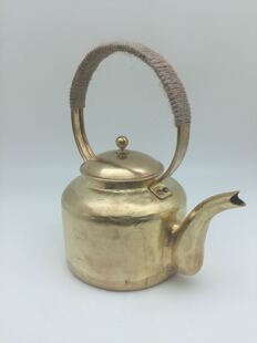 天程茶具冲茶壶烧小炭炉铜艺全手工中号纯黄铜汪涵壶14c新款上市