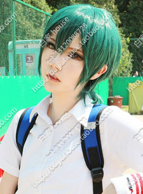 网球王子/越前龙马/墨绿色 收脸短发/高温丝 美少年cosplay假发