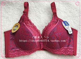 台湾凯沃正品咖啡纱聚拢深V美背调整红文胸50026 本命喜庆