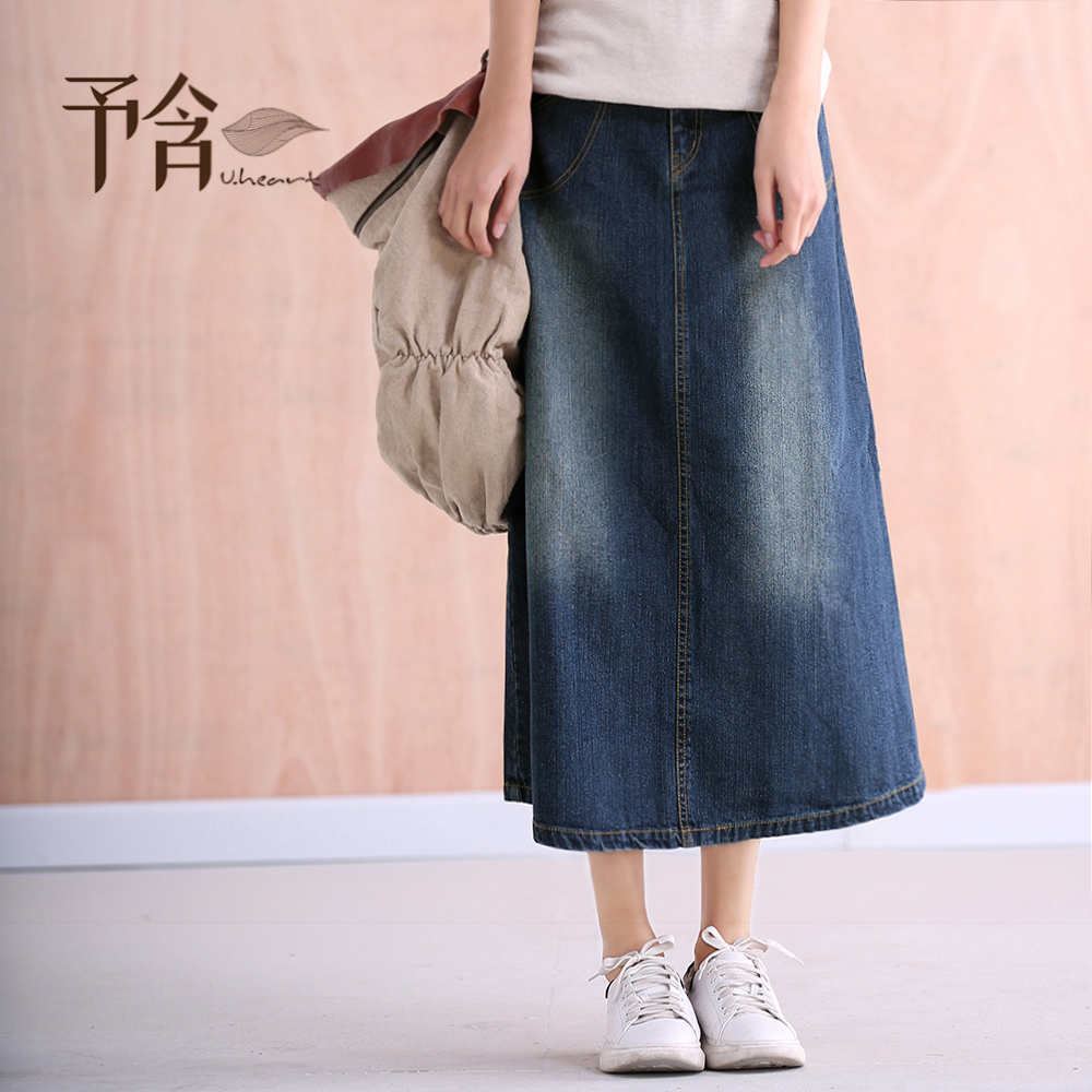予含文艺显瘦牛仔2019新款半身裙