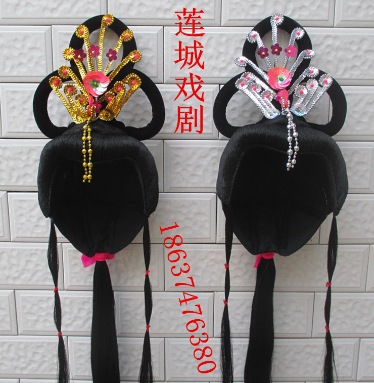 戏剧头饰假发戏曲花旦头套古代小姐发饰影视影楼古装仙女演出用品