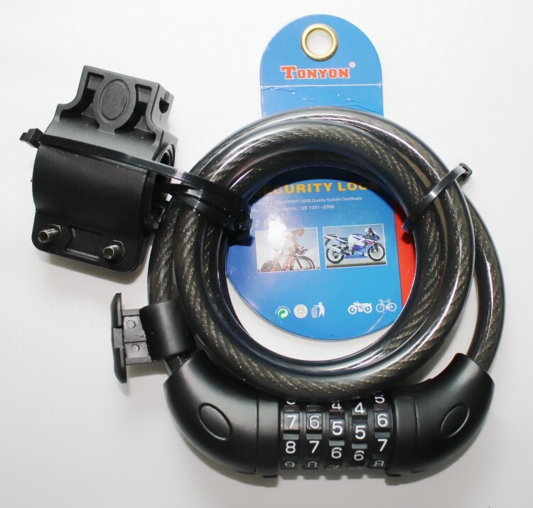 通用TONYON566山地自行车锁摩托车锁钢丝圈形锁五位密码锁