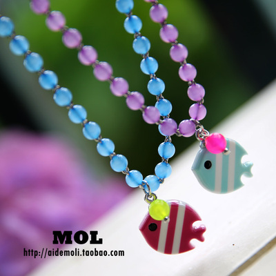 韩国进口 AZNAVOUR AZ  可爱 条纹小鱼儿 珠子 圆球 脚链