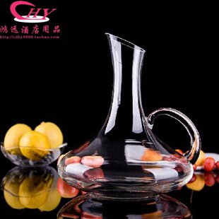无铅水晶带把红酒醒酒器玻璃红酒壶大肚斜口壶斜口分酒器红酒樽