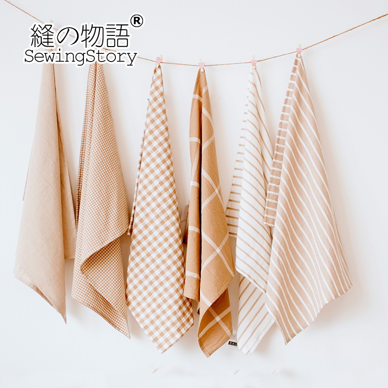 简约水洗棉餐布垫巾便当咖色系