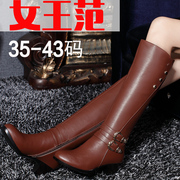 Xin-innovations autumn/winter women's boots high boots women in rough leather boots side zipper with added cashmere plus size Martin boots