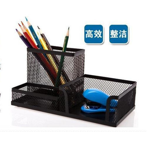 防锈金属铁网笔筒/办公组合笔座/网格收纳盒 网状笔筒 三木收纳盒