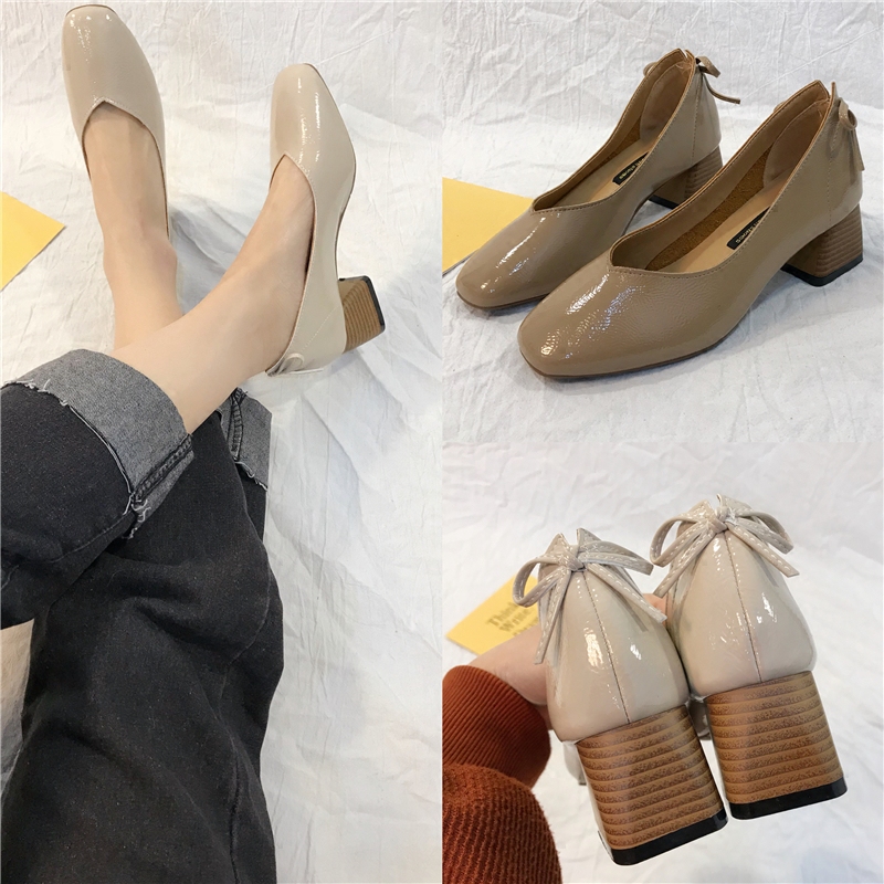 2019春季新款韩版浅口单鞋女小清新高跟鞋仙女中跟粗跟奶奶鞋女鞋在类目 女鞋, 低帮鞋中 - 来自Buy2taobao.com提供专业的淘宝代购服务