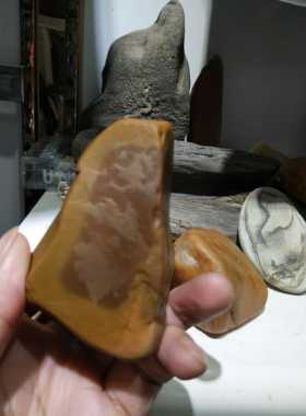 黄蜡石籽料水冲细蜡冻黄红料手把摆件观赏原石天然奇石信江蜡石料