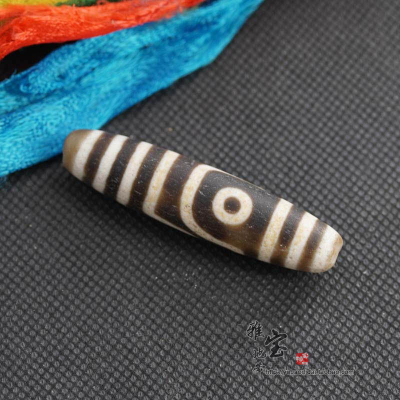 至纯【双线如意两眼】天珠 带朱砂 西藏老佛珠念珠老天珠手串 T2