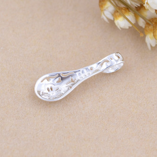 S925纯银镂空汤勺吊坠 红绳手链手串项链饰品配件 吃喝不愁