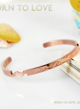 废话钛钢玫瑰金色手环