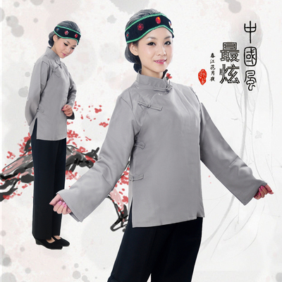 促销戏剧表演服装儿童老太太演出服舞台舞蹈抗日李奶奶衣服偏大衿