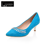 Feibolier Shoppe Sheepskin rhinestone pointy metal stilettos shoes women shoes FB41117021