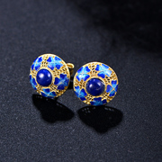 Thai natural lapis lazuli earrings 925 Silver ladies cloisonne ladies fashion earrings women