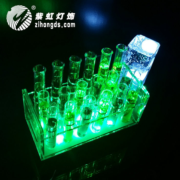 紫虹酒吧发光洋酒杯架子LED充电试管酒架鸡尾酒试管杯架七彩