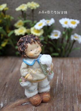 做旧美式乡村风冰激凌古董娃娃