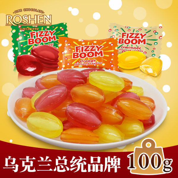 乌克兰进口 ROSHEN 如胜 酸爆汽泡夹心硬糖 100g*3袋 优惠券折后￥9.8包邮（￥19.8-10）