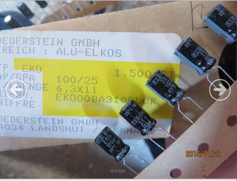 原盒100uF 25V EKO ROE 德国补品发烧音响电解电容器 100UF 25V