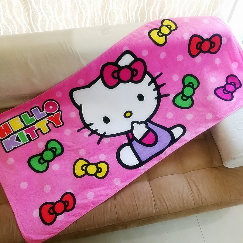 【欧亚】出口日本kitty全纯棉卡通大浴巾精美沙滩巾柔软吸水包邮