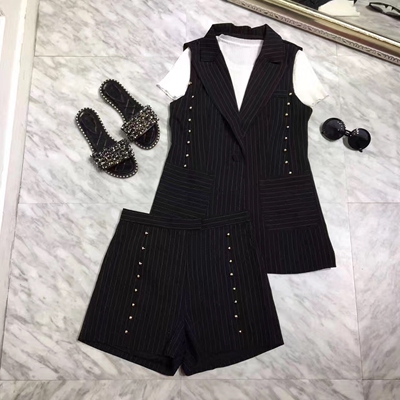 3件套条纹早秋马甲