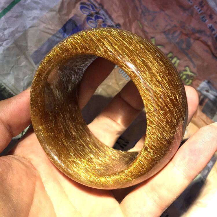 铜发晶手镯 天然正品 女 发晶手镯 纯天然 顺发手镯 纯净体59mm