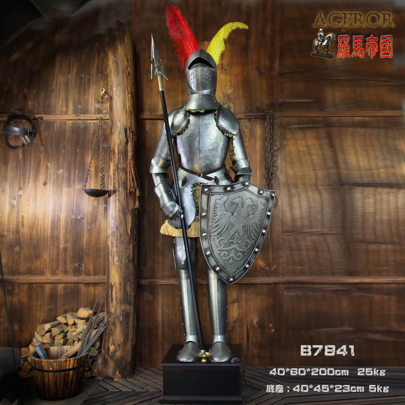 酒吧咖啡馆门口摆设 装饰品摆件 中世纪盔甲2M 欧式雕塑 原创设计