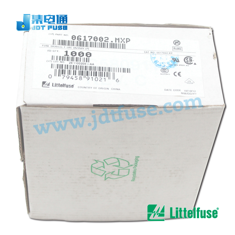 0617002.MXP力特Littelfuse 代理5x20玻璃管保险丝2A250V不带引线
