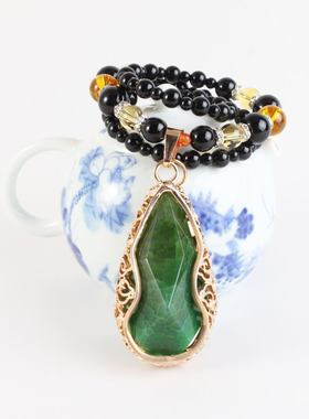 原创玛瑙水晶天然长短款毛衣链