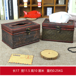 特价仿古董大小纸巾盒欧式复古手工做旧木质抽纸盒中式茶楼饭店