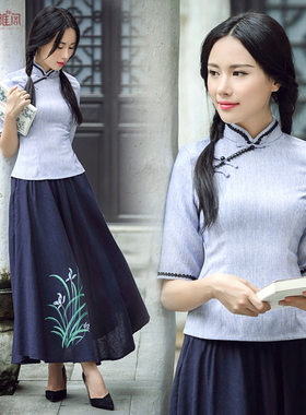 女式上衣复古改良民国茶人服旗袍