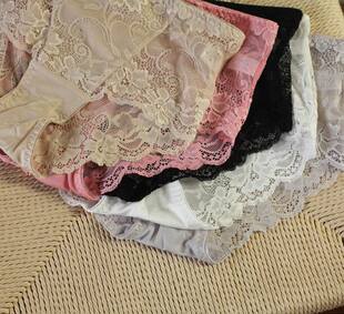 VJST款 全真丝桑蚕丝内裤  中低腰女士平脚裤 蕾丝性感
