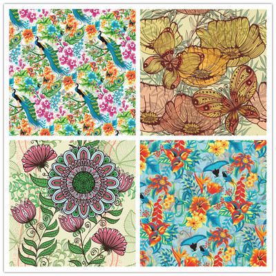 A2187矢量复古鲜艳花朵图案孔雀图案 AI设计素材