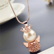 Love stylish Korean Crown Angel accessories women sweater chain long necklace accessory package mail