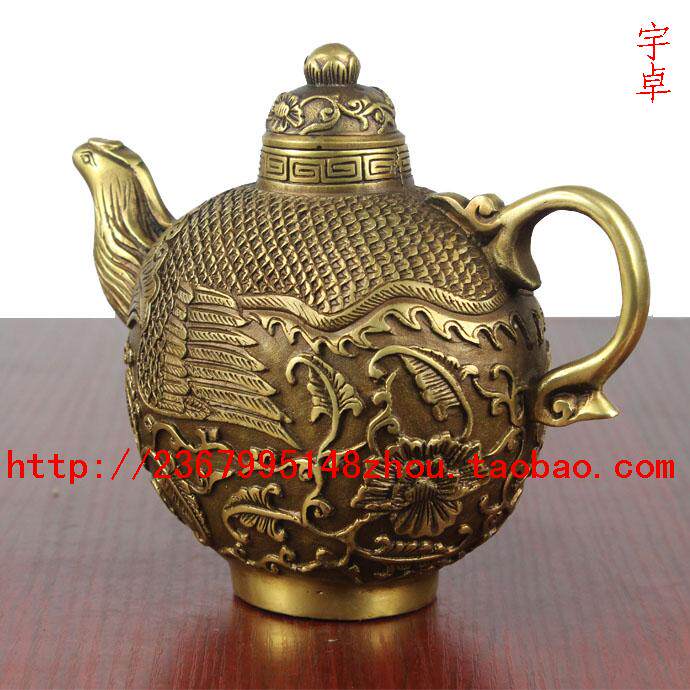 宇卓铜器 凤凰铜茶壶凤凰酒壶家居饰品工艺摆件大号礼品