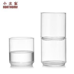 透明玻璃杯子家用透明水杯 小北家NORTHOME 简约叠杯耐热玻璃无铅